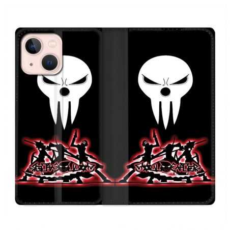 Housse Cuir Portefeuille Pour Iphone 13 Mini Manga Soul Eater Noir