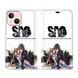 Housse Cuir Portefeuille Pour Iphone 13 Mini Manga SAO sword Art Online Blanc
