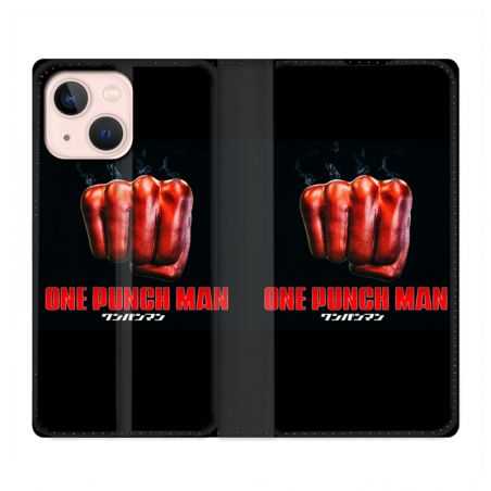 Housse Cuir Portefeuille Pour Iphone 13 Mini Manga One Punch Man Poing