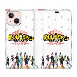 Housse Cuir Portefeuille Pour Iphone 13 Mini Manga My Hero Academia Blanc