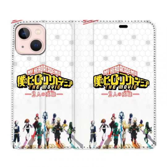 Housse Cuir Portefeuille Pour Iphone 13 Mini Manga My Hero Academia Blanc