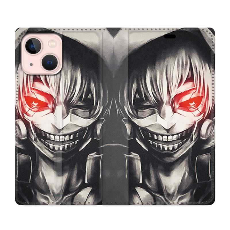 Housse Cuir Portefeuille Pour Iphone 13 Mini Manga Kaneki Noir