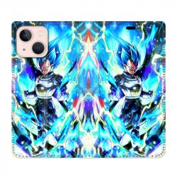 Housse Cuir Portefeuille Pour Iphone 13 Mini Manga Dragon Ball Vegeta Bleu