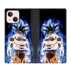 Housse Cuir Portefeuille Pour Iphone 13 Mini Manga Dragon Ball Sangoku Noir