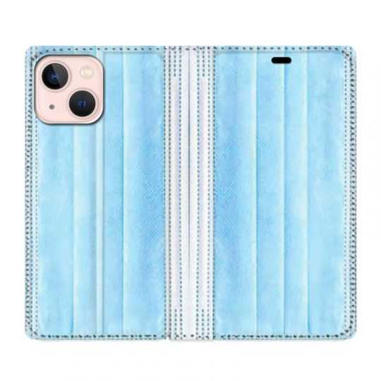 Housse Cuir Portefeuille Pour Iphone 13 Mini Humour Masque chirurgical