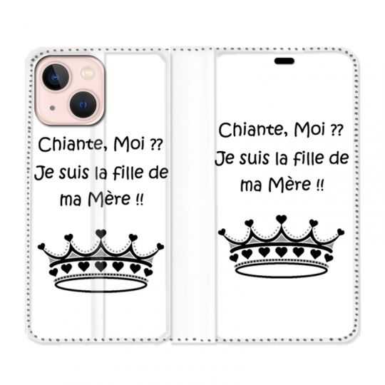 Housse Cuir Portefeuille Pour Iphone 13 Mini Humour Moi Chiante