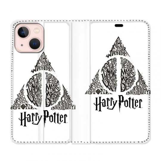 Housse Cuir Portefeuille Pour Iphone 13 Mini WB License Harry Potter Triangle Blanc