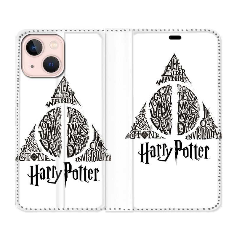 Housse Cuir Portefeuille Pour Iphone 13 Mini WB License Harry Potter Triangle Blanc