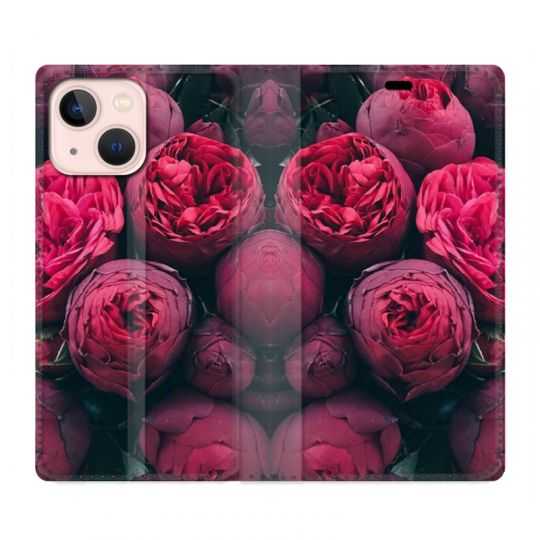 Housse Cuir Portefeuille Pour Iphone 13 Mini Fleur Pivoine