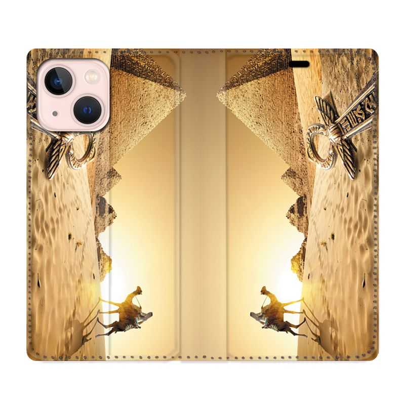 Housse Cuir Portefeuille Pour Iphone 13 Mini Egypte Chameau