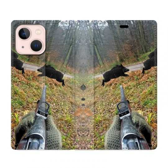 Housse Cuir Portefeuille Pour Iphone 13 Mini Chasse Vision Tir