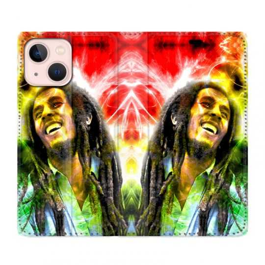 Housse Cuir Portefeuille Pour Iphone 13 Mini Bob Marley Color