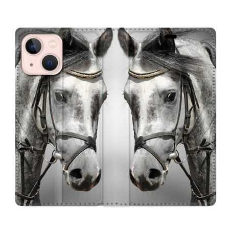 Housse Cuir Portefeuille Pour Iphone 13 Mini Cheval Blanc