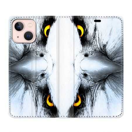 Housse Cuir Portefeuille Pour Iphone 13 Mini Aigle Royal Blanc