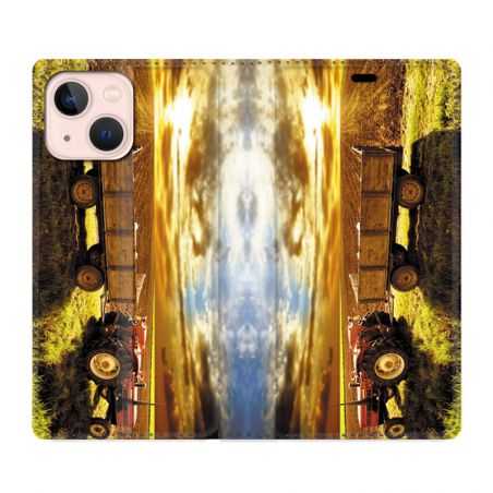 Housse Cuir Portefeuille Pour Iphone 13 Mini Agriculture Tracteur Color