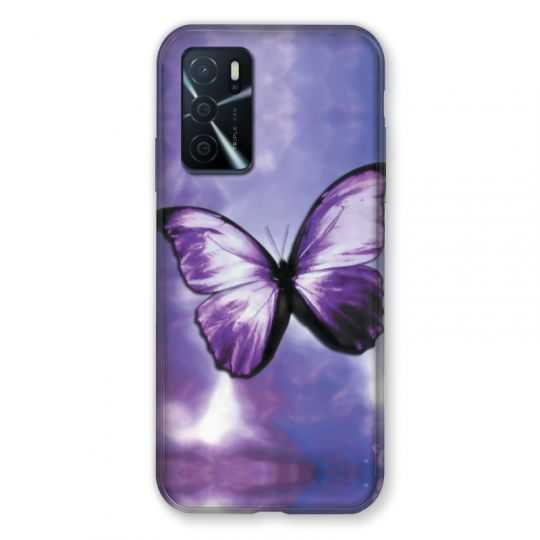 Coque Pour Oppo A16 / A16S Papillon Violet et Blanc