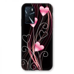 Coque Pour Oppo A16 / A16S Coeur Rose Montant sur Noir