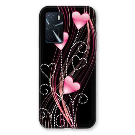 Coque Pour Oppo A16 / A16S Coeur Rose Montant sur Noir