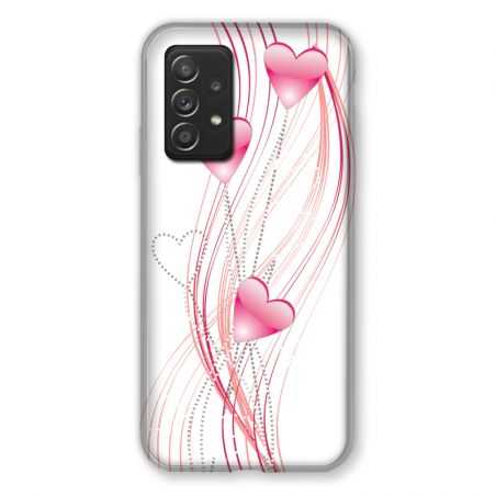 Coque Pour Samsung Galaxy A52S Coeur Rose Montant sur Blanc