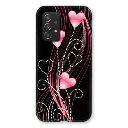 Coque Pour Samsung Galaxy A52S Coeur Rose Montant sur Noir