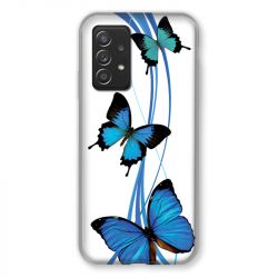 Coque Pour Samsung Galaxy A52S Papillon bleu sur Blanc