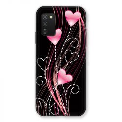 Coque Pour Samsung Galaxy A03S Coeur Rose Montant sur Noir