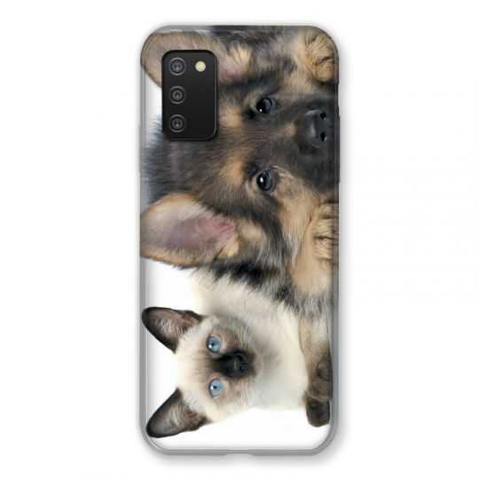 Coque Pour Samsung Galaxy A03S Chien vs Chat
