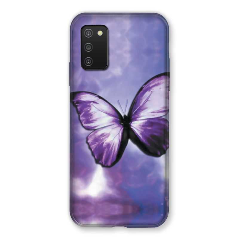 Coque Pour Samsung Galaxy A03S Papillon Violet et Blanc