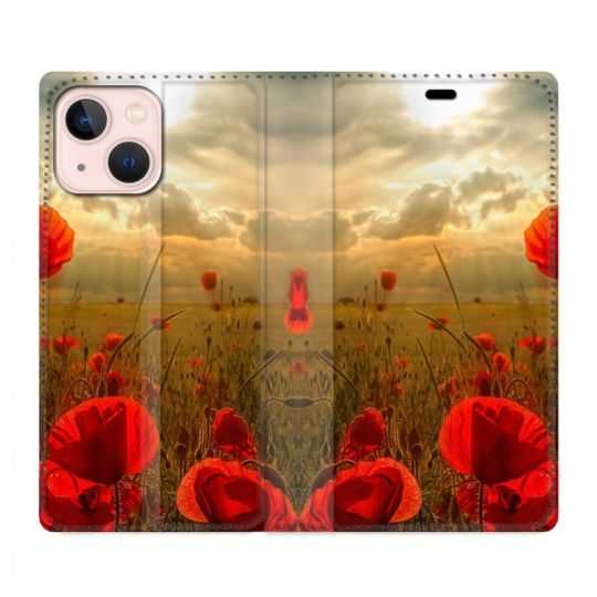 Housse Cuir Portefeuille Pour Iphone 11 (6,1) Coquelicot