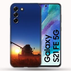 Coque Pour Samsung Galaxy S21 FE / S21FE Agriculture Moissonneuse Soleil