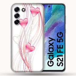 Coque Pour Samsung Galaxy S21 FE / S21FE Amour Coeur Rose Montant sur Blanc