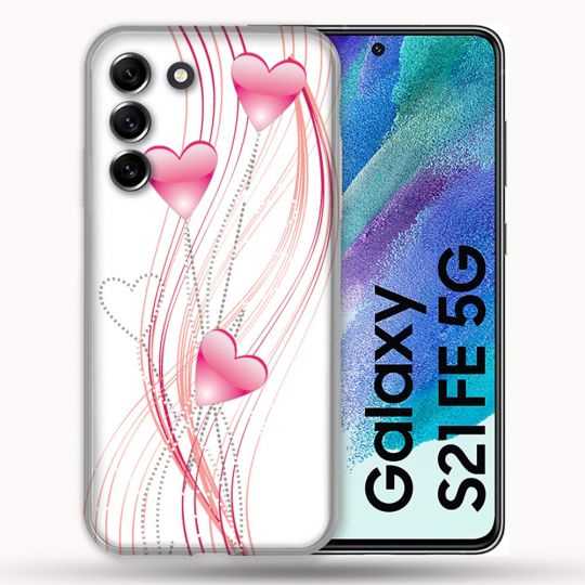 Coque Pour Samsung Galaxy S21 FE / S21FE Amour Coeur Rose Montant sur Blanc