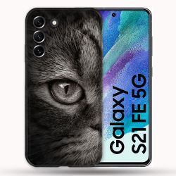 Coque Pour Samsung Galaxy S21 FE / S21FE Animal Chat Gris