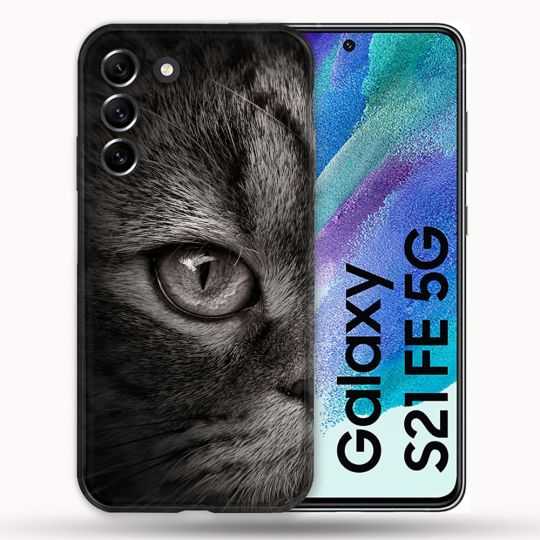 Coque Pour Samsung Galaxy S21 FE / S21FE Animal Chat Gris