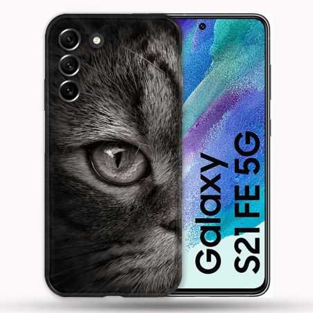 Coque Pour Samsung Galaxy S21 FE / S21FE Animal Chat Gris