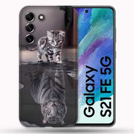 Coque Pour Samsung Galaxy S21 FE / S21FE Animal Chat Reflet