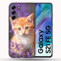 Coque Pour Samsung Galaxy S21 FE / S21FE Animal Chat Violet