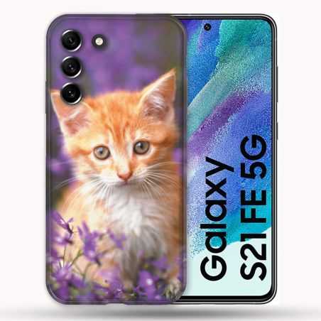 Coque Pour Samsung Galaxy S21 FE / S21FE Animal Chat Violet