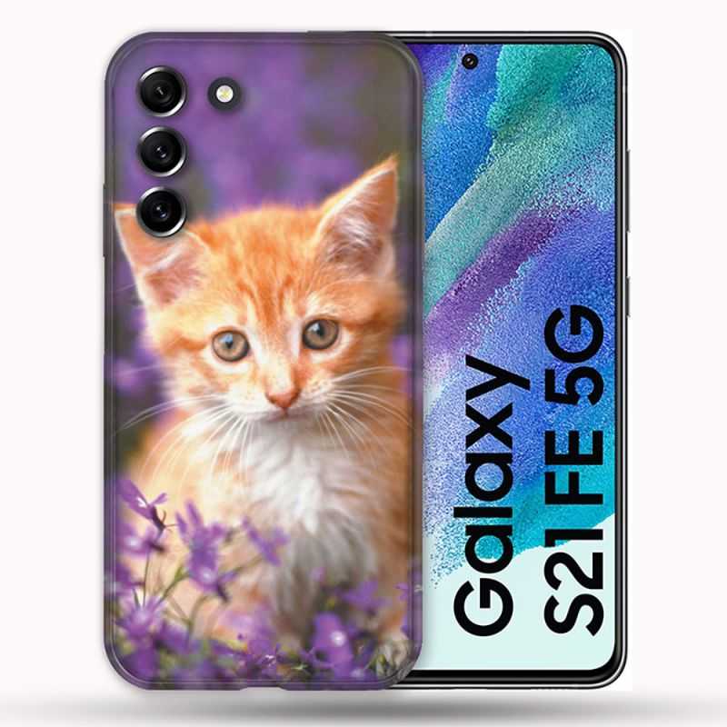 Coque Pour Samsung Galaxy S21 FE / S21FE Animal Chat Violet