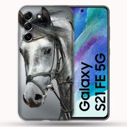 Coque Pour Samsung Galaxy S21 FE / S21FE Animal Cheval Blanc