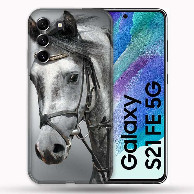 Coque Pour Samsung Galaxy S21 FE / S21FE Animal Cheval Blanc
