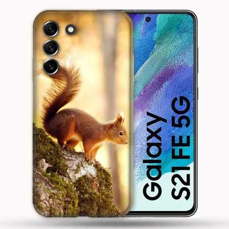 Coque Pour Samsung Galaxy S21 FE / S21FE Animal Ecureuil Bois