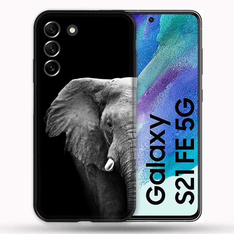 Coque Pour Samsung Galaxy S21 FE / S21FE Animal Elephant Noir