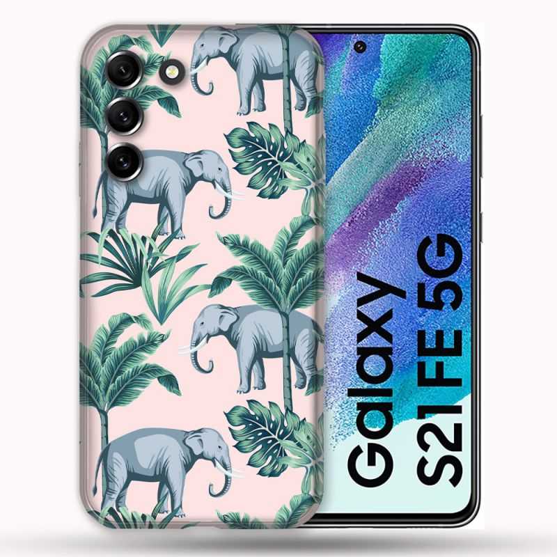 Coque Pour Samsung Galaxy S21 FE / S21FE Animal Elephant Pattern