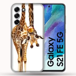 Coque Pour Samsung Galaxy S21 FE / S21FE Animal Girafe Blanche