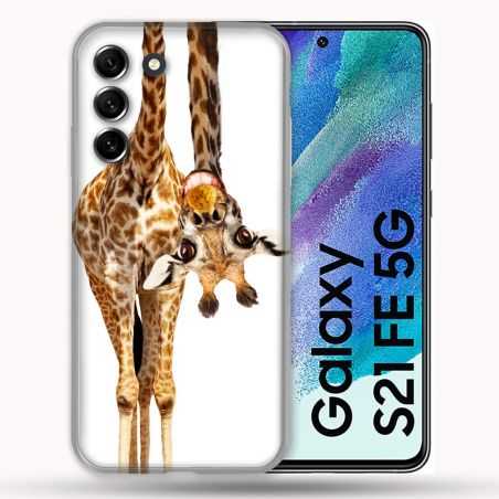 Coque Pour Samsung Galaxy S21 FE / S21FE Animal Girafe Blanche