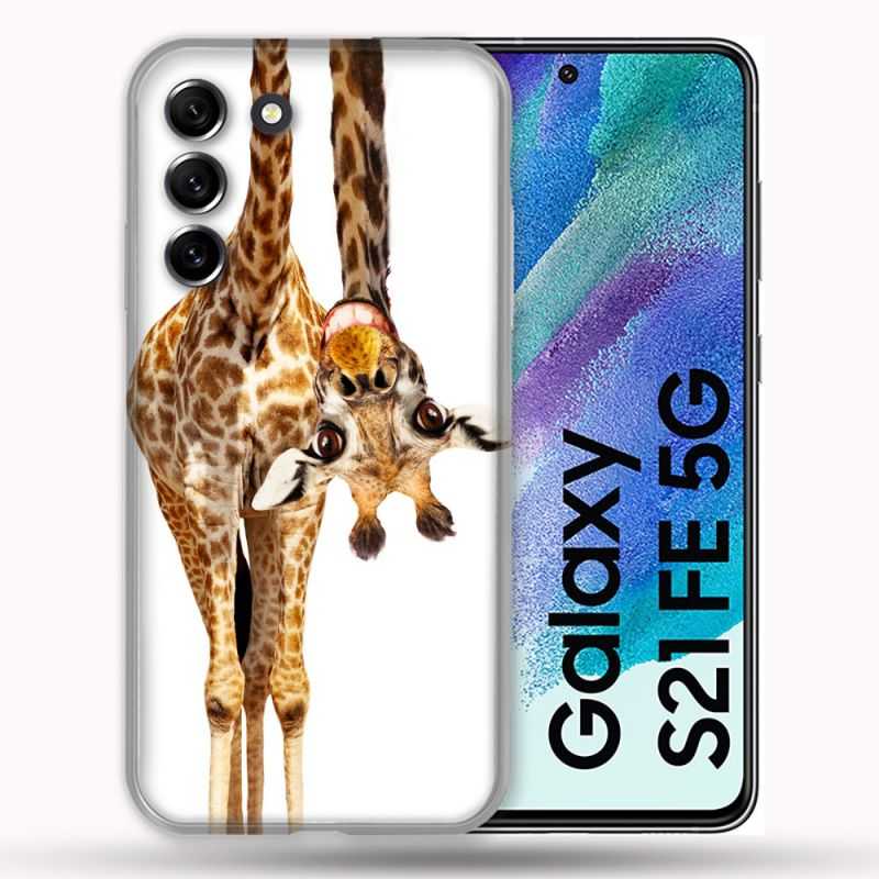 Coque Pour Samsung Galaxy S21 FE / S21FE Animal Girafe Blanche