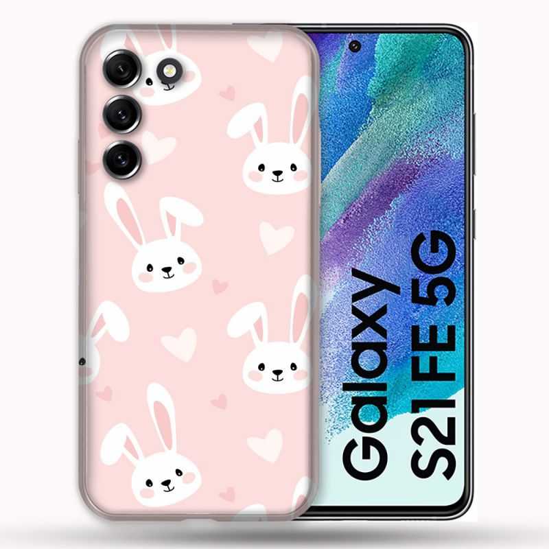 Coque Pour Samsung Galaxy S21 FE / S21FE Animal Lapin Rose