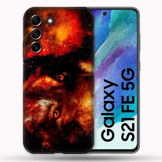 Coque Pour Samsung Galaxy S21 FE / S21FE Animal Loup Espace