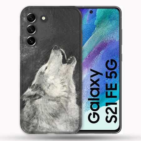 Coque Pour Samsung Galaxy S21 FE / S21FE Animal Loup Hurlement
